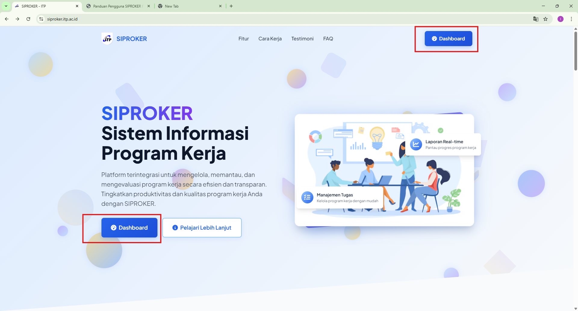 Button Dashboard Setelah Login