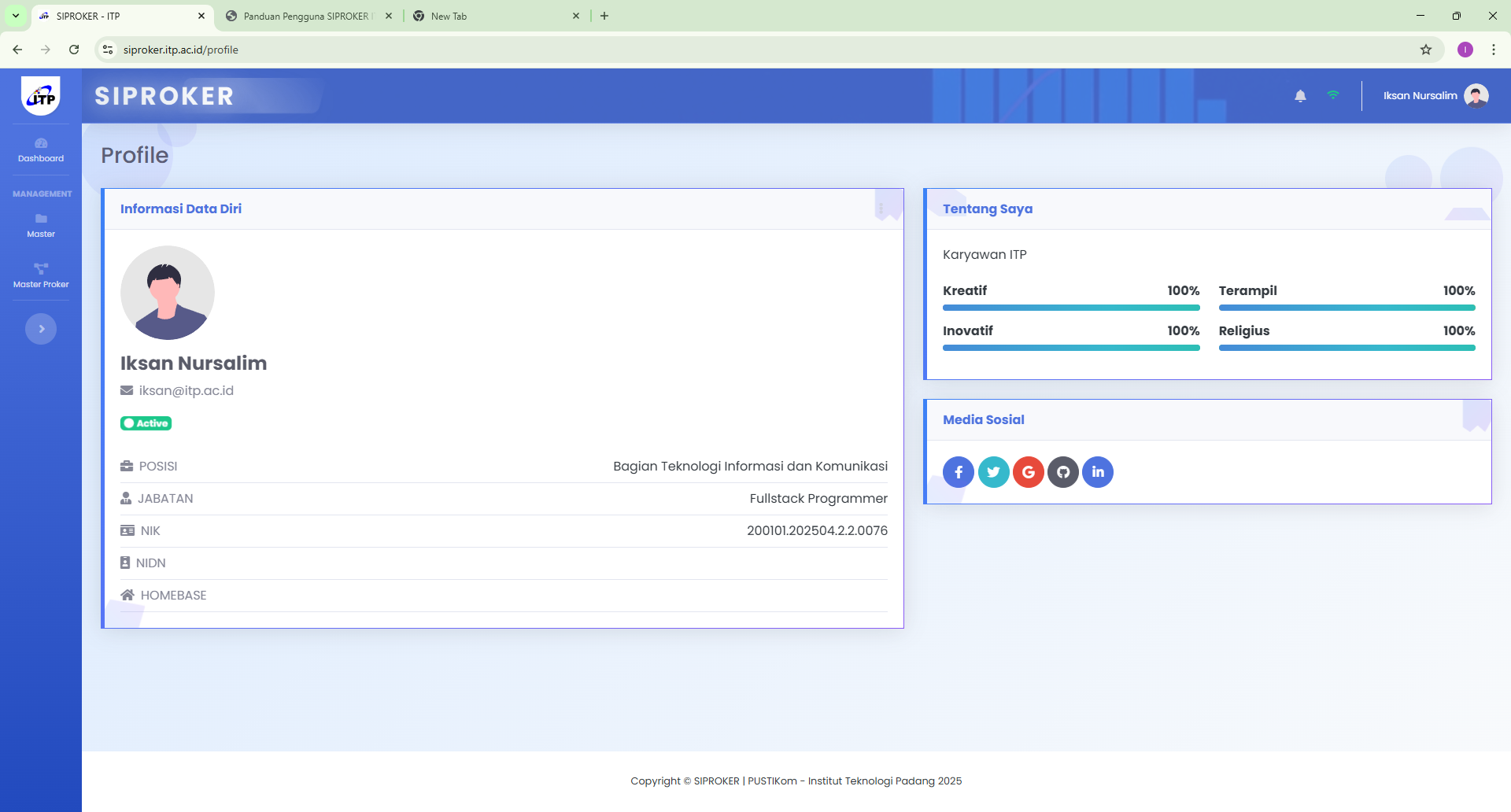 Halaman Profile Pengguna